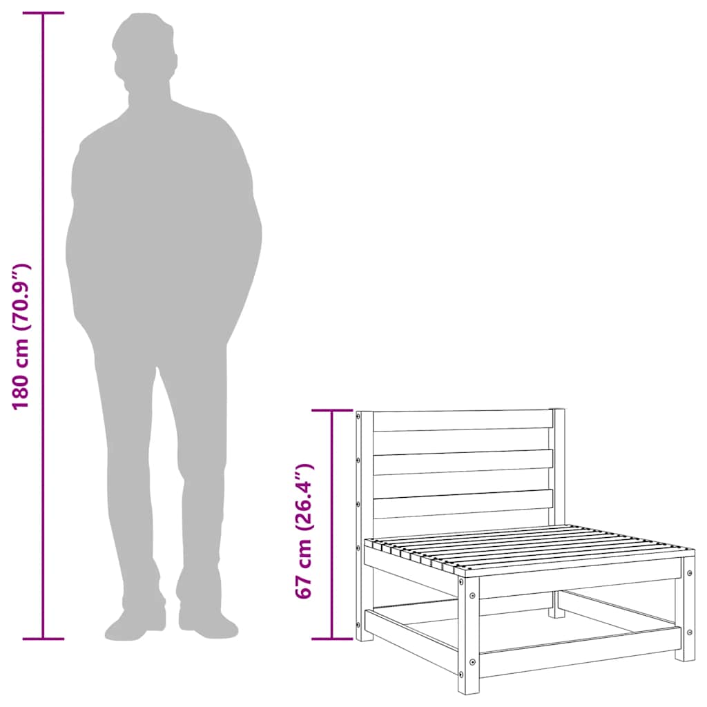 Trädgårdssoffa utan armstöd 2 st 70x70x67 cm massiv furu