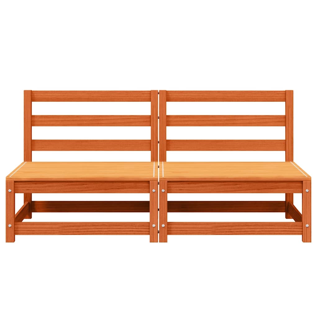 Trädgårdssoffa utan armstöd 2 st vaxbrun 70x70x67cm massiv furu