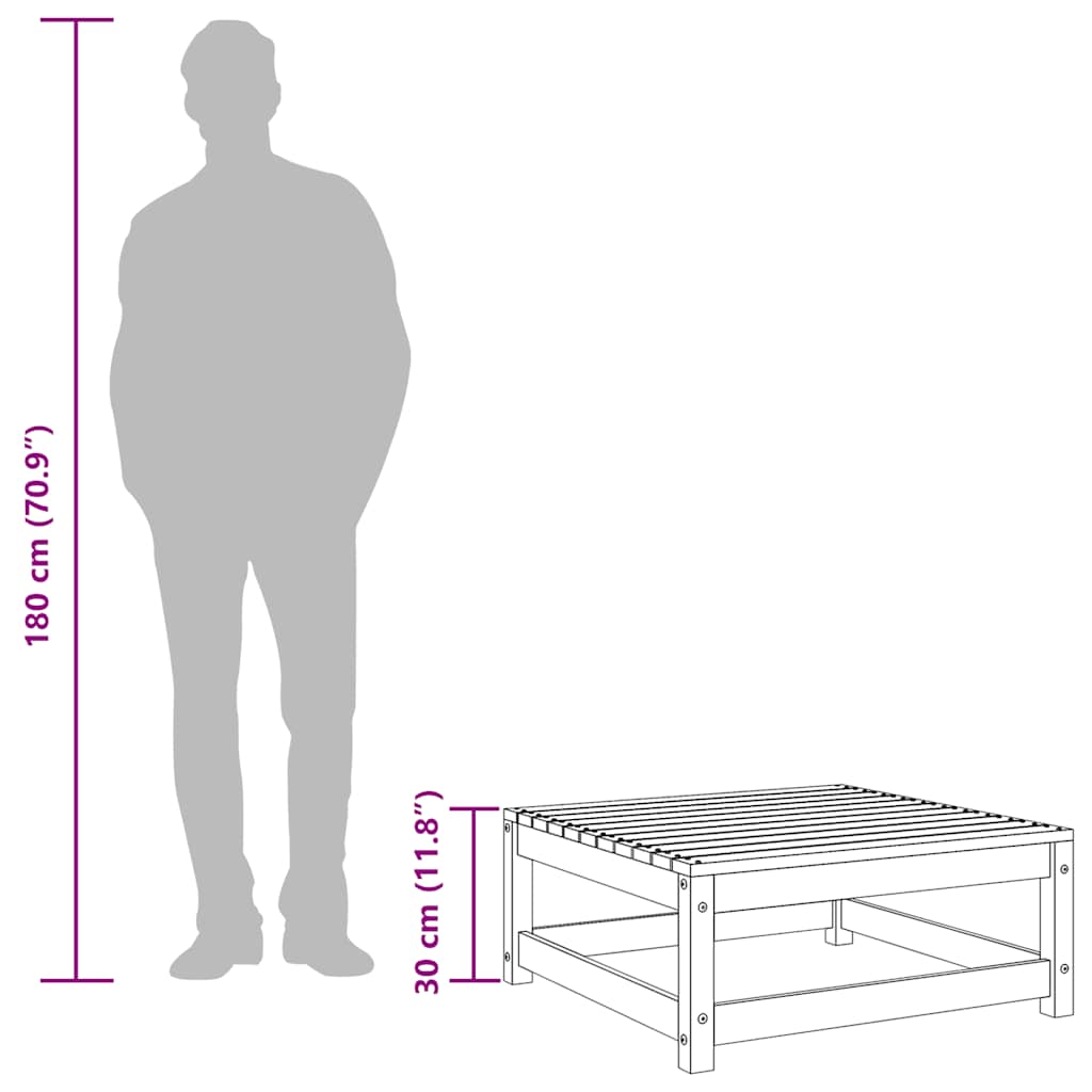 Trädgårdspall 70x70x30 cm massiv furu