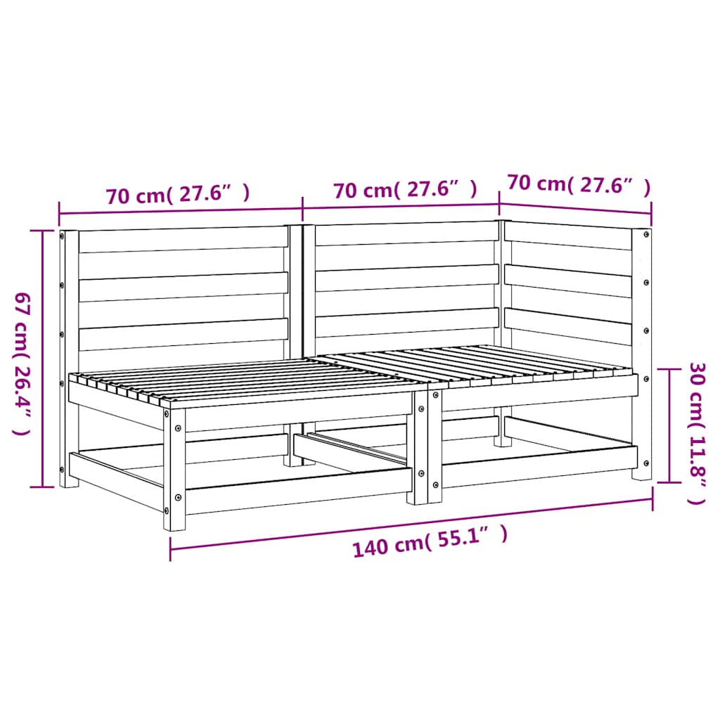 Trädgårdssoffa 2-sits massiv furu