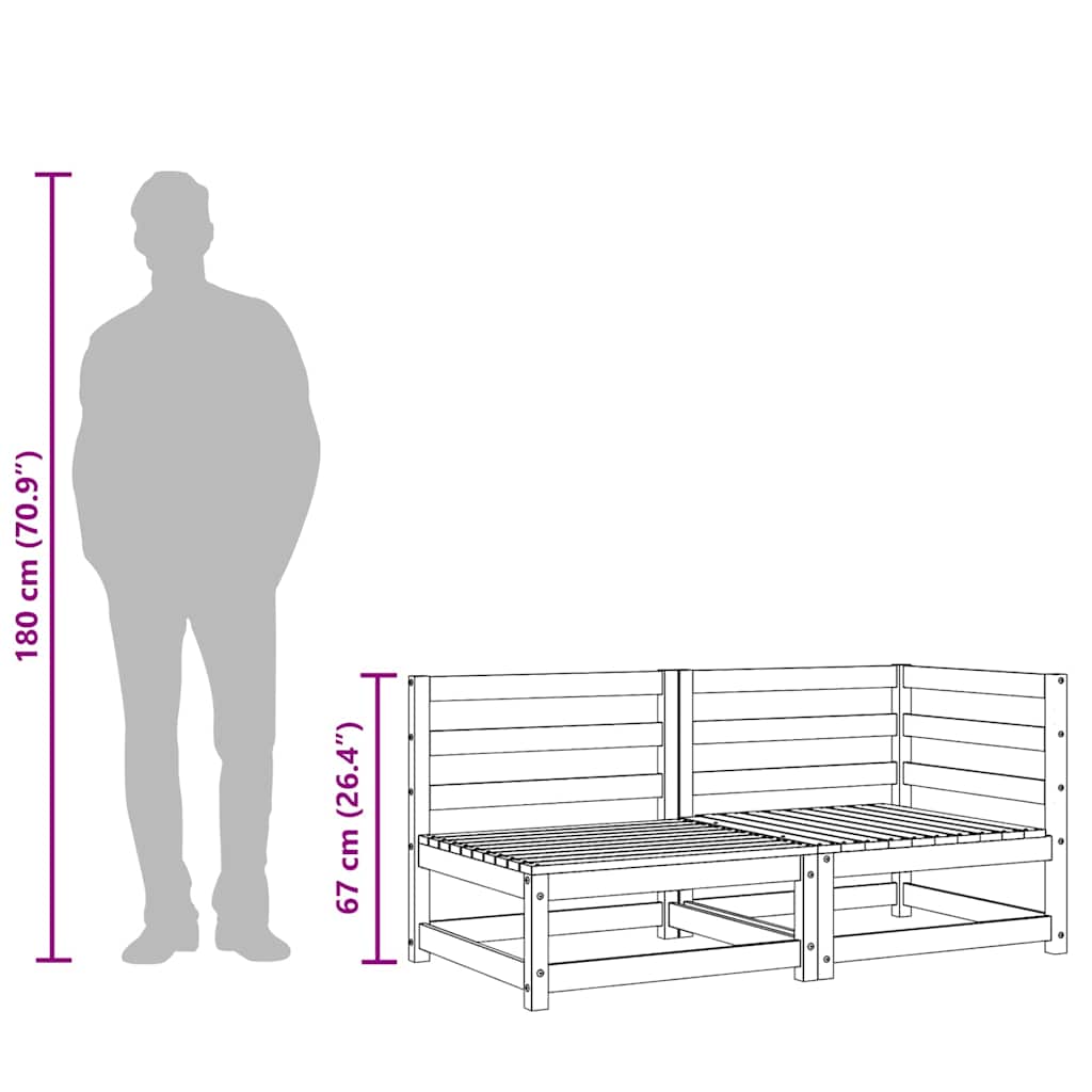 Trädgårdssoffa 2-sits massiv furu