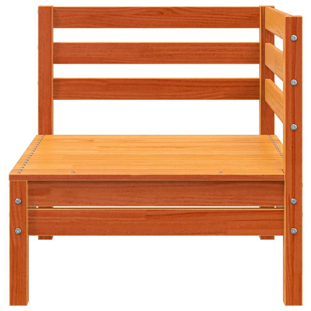 Hörnsektion till trädgårdssoffa vaxbrun massiv furu