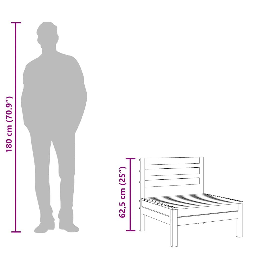 Trädgårdssoffa utan armstöd vaxbrun massiv furu