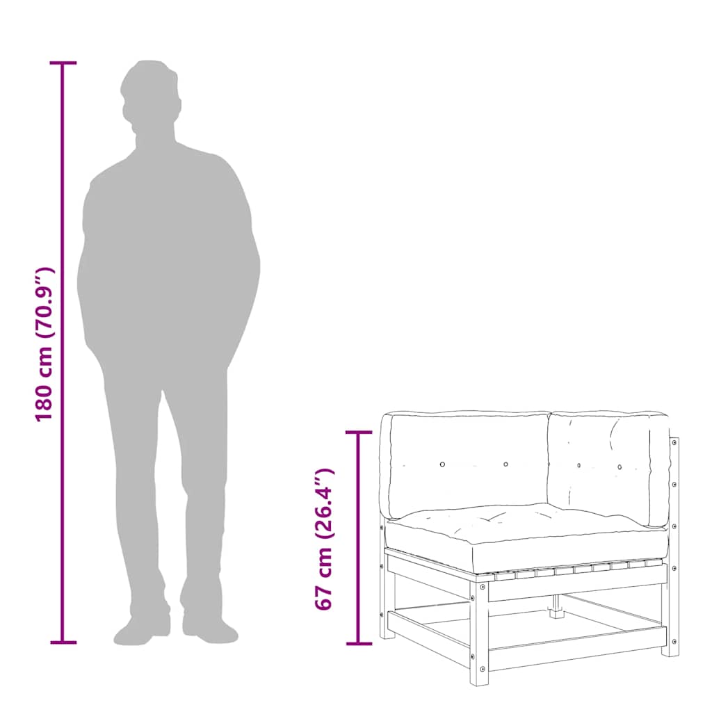 Trädgårdssoffa hörn med dynor massivt douglasträ