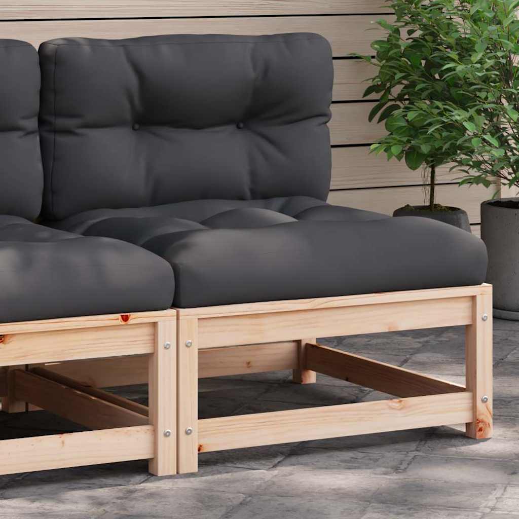 Trädgårdssoffa utan armstöd med dynor massiv furu