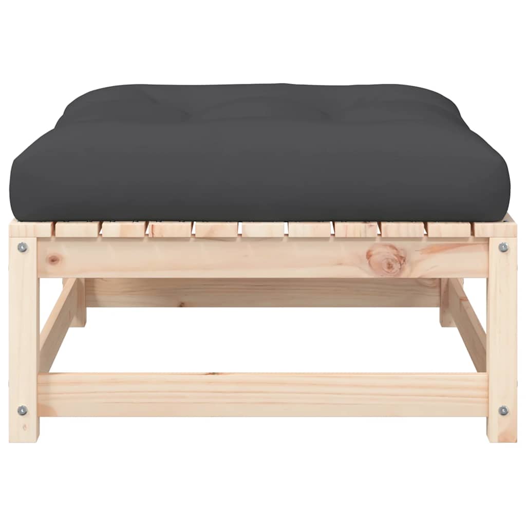 Fotpall med dyna för trädgården massiv furu