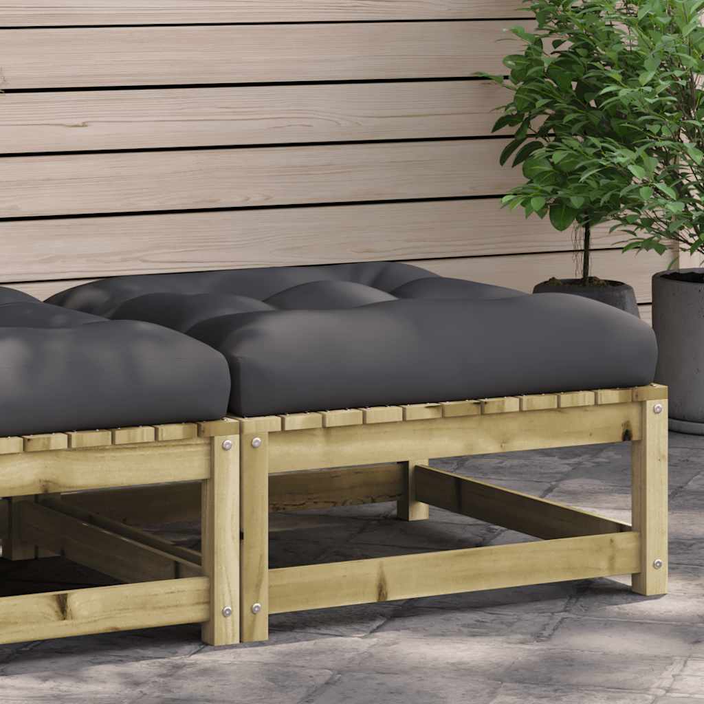 Fotpall med dyna för trädgården impregnerad furu