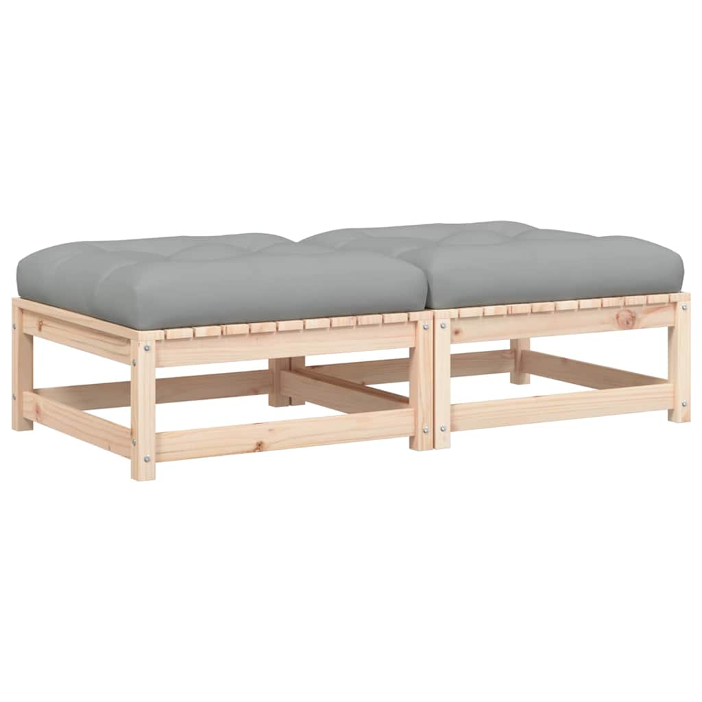 Trädgårdspallar 2 st med dynor massiv furu