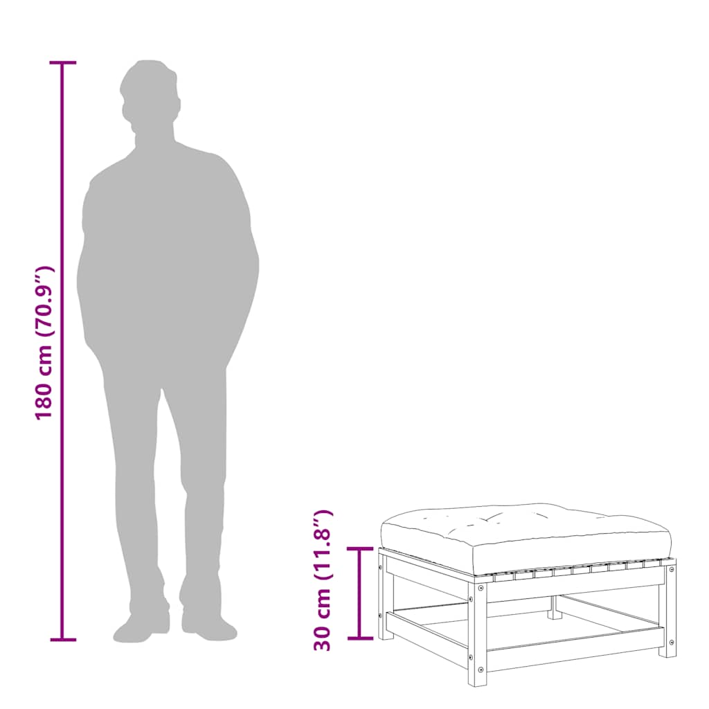 Fotpallar med dynor för trädgården 2 st massivt douglasträ