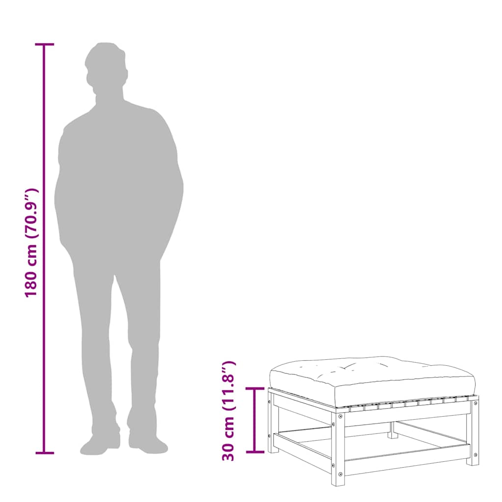 Fotpallar med dynor för trädgården 2 st impregnerad furu
