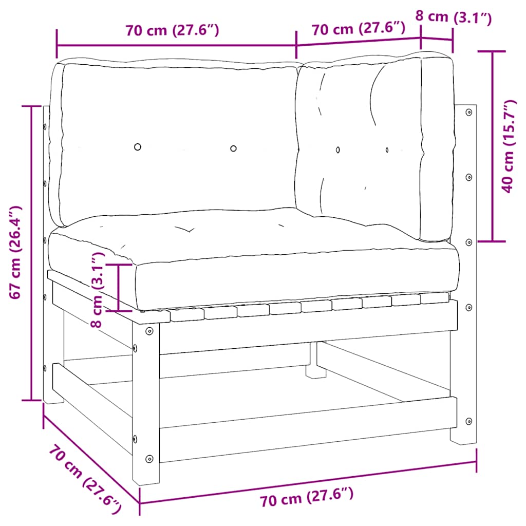 Trädgårdssoffa hörn med dynor impregnerad furu
