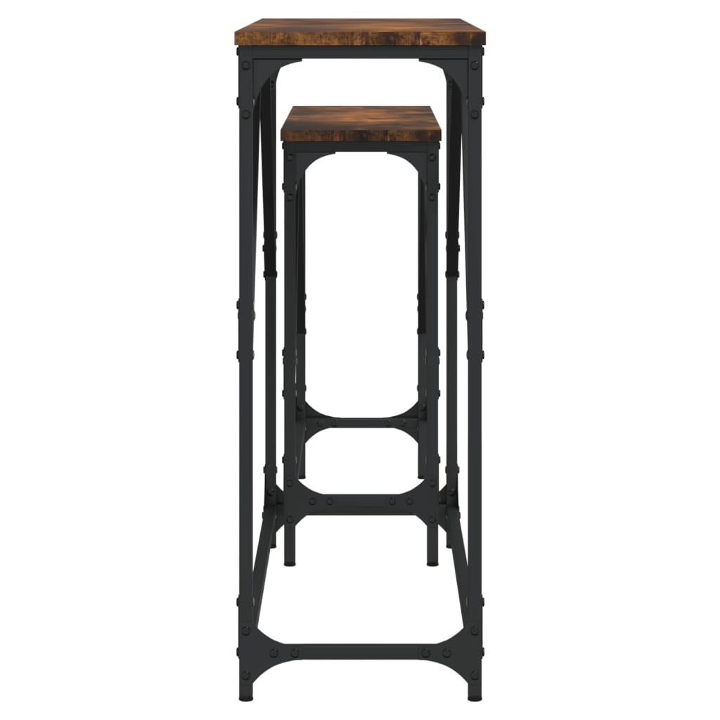 Avlastningsbord 2 st rökfärgad ek konstruerat trä