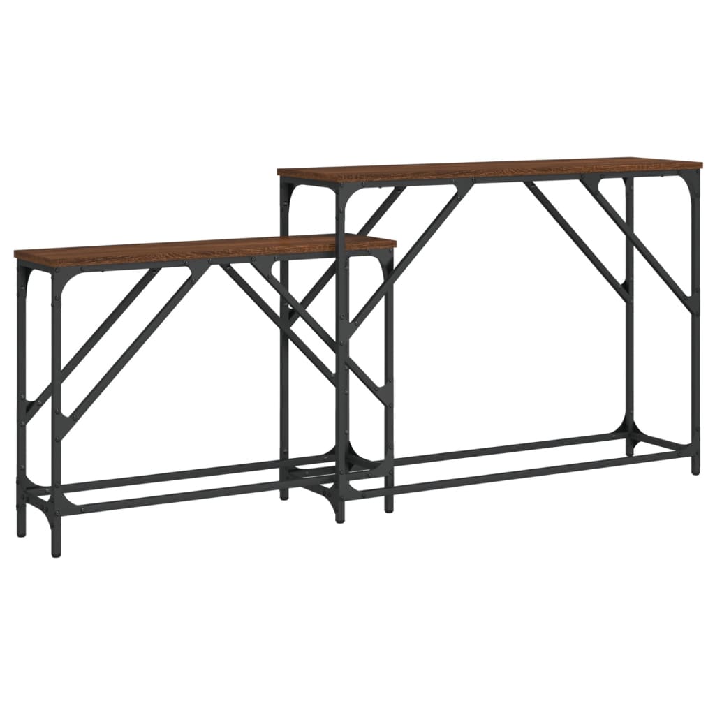 Avlastningsbord 2 st brun ek konstruerat trä