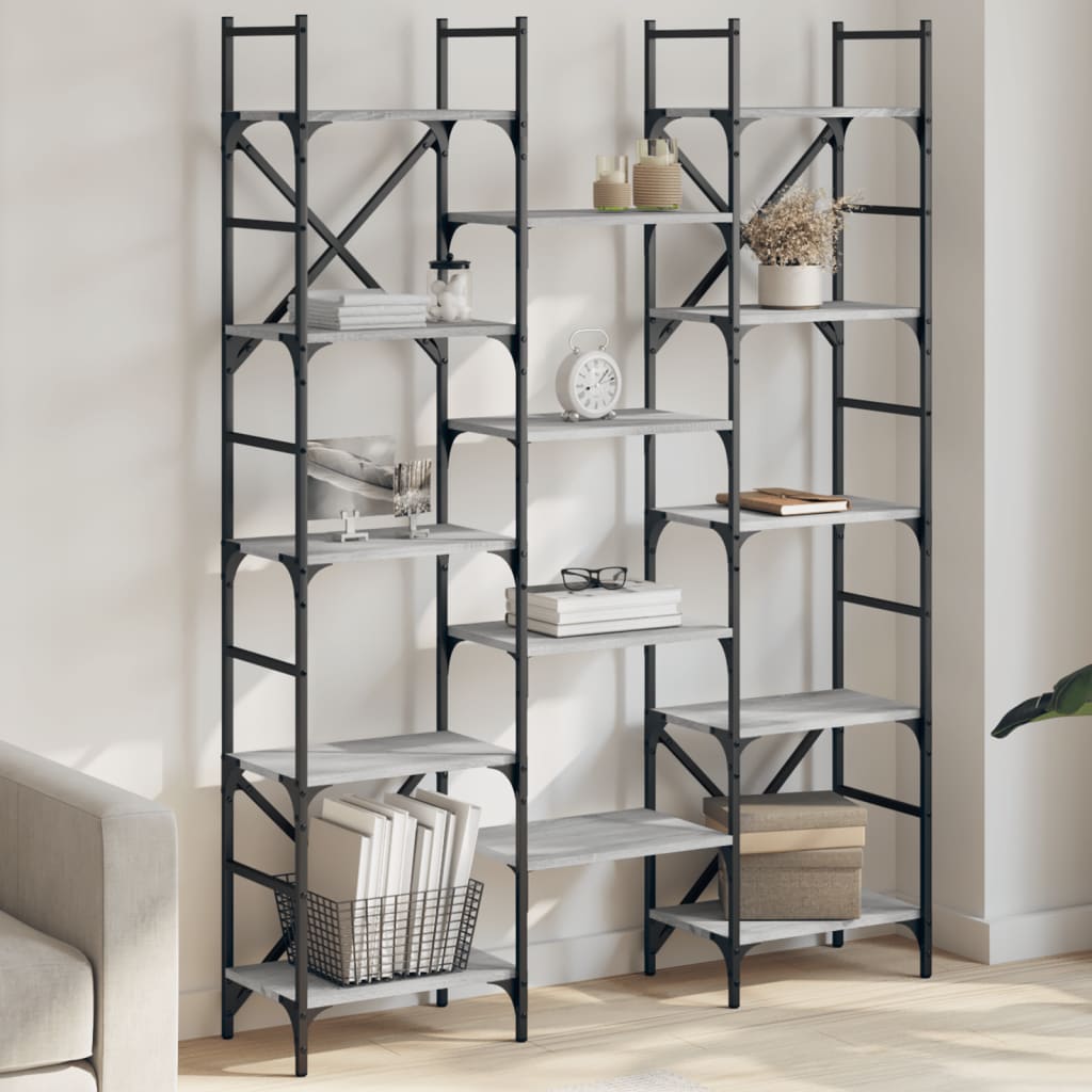 Bokhylla grå sonoma 127,5x28,5x172,5 cm konstruerat trä