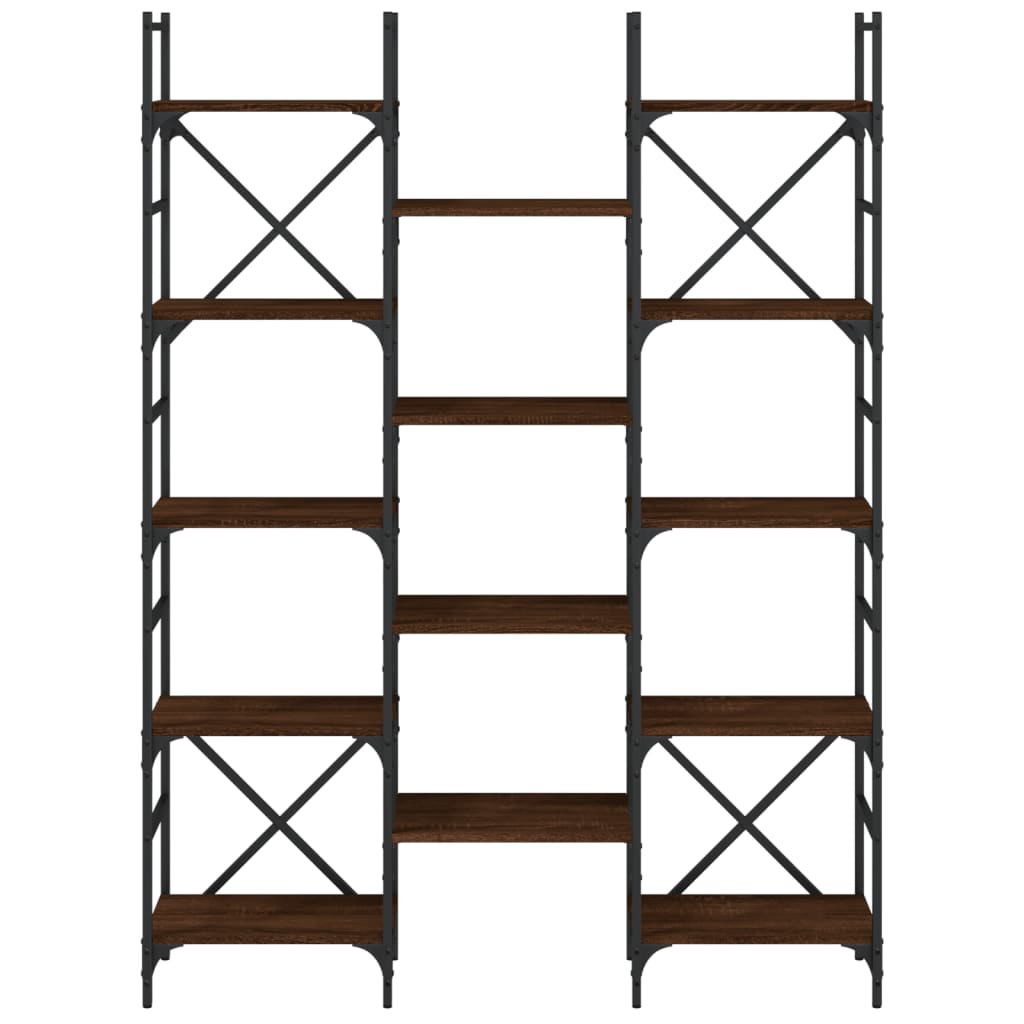 Bokhylla brun ek 127,5x28,5x172,5 cm konstruerat trä