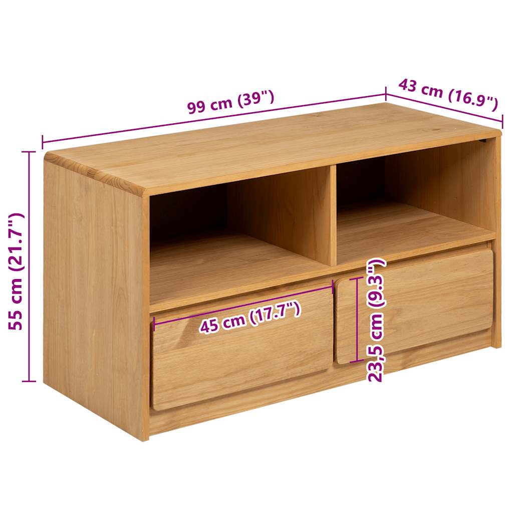 Tv-bänk SAUDA ek 99x43x55 cm massiv furu