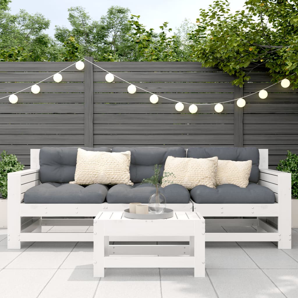 Fotpall för trädgården vit 62x30x32 cm massiv furu