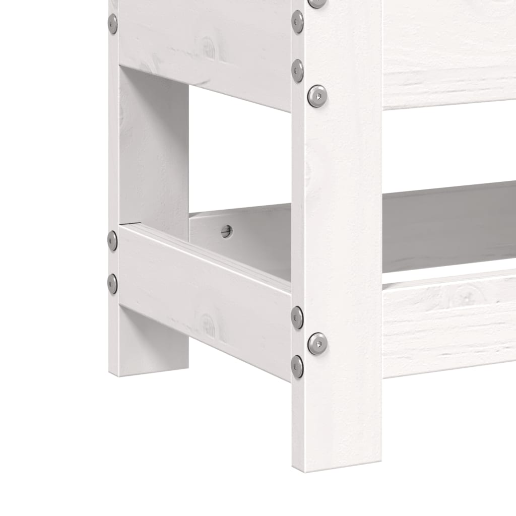 Fotpall för trädgården vit 62x30x32 cm massiv furu