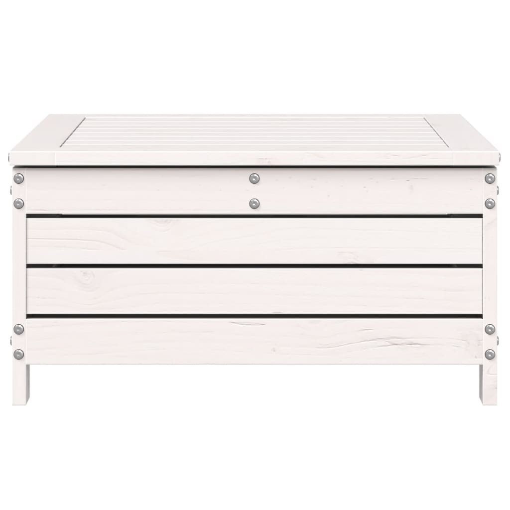 Fotpall med dyna för trädgården vit massiv furu