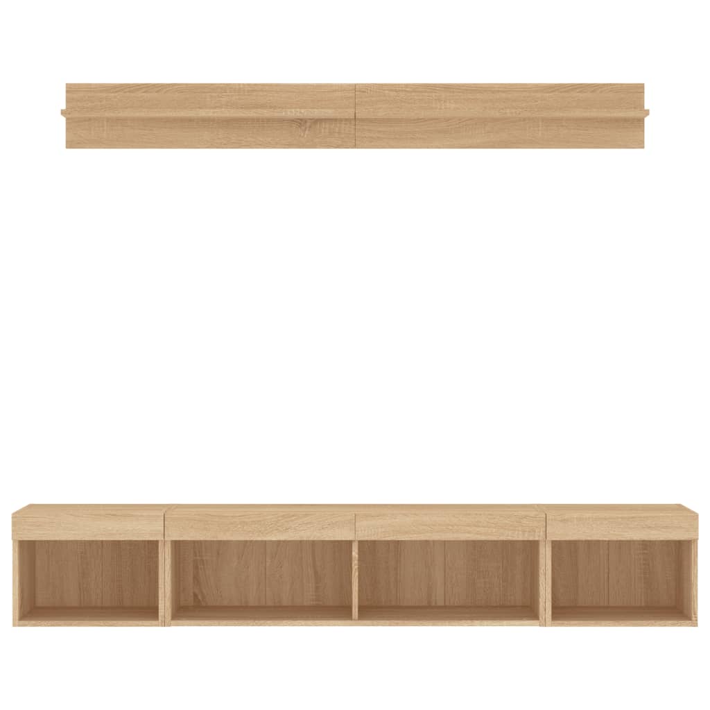 Tv-bänk 5 delar LED sonoma-ek konstruerat trä