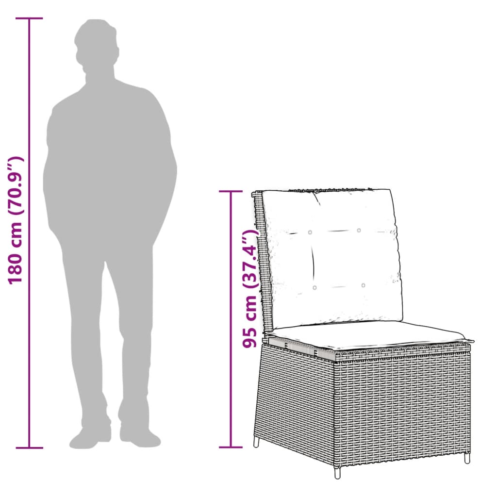 Ställbar fåtölj med dynor grå konstrotting