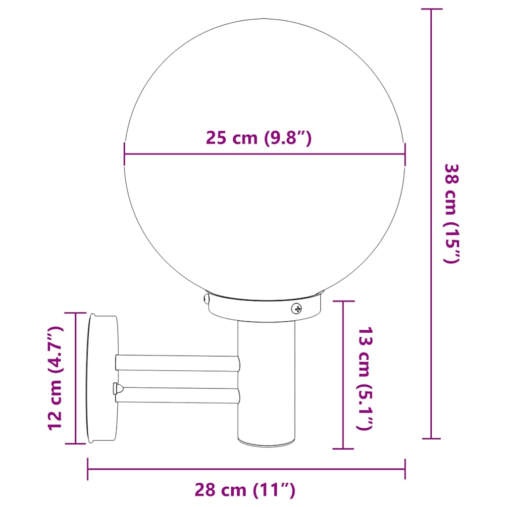 Utomhus vägglampa Silver 28 x 25 x 38 cm Rostfritt stål