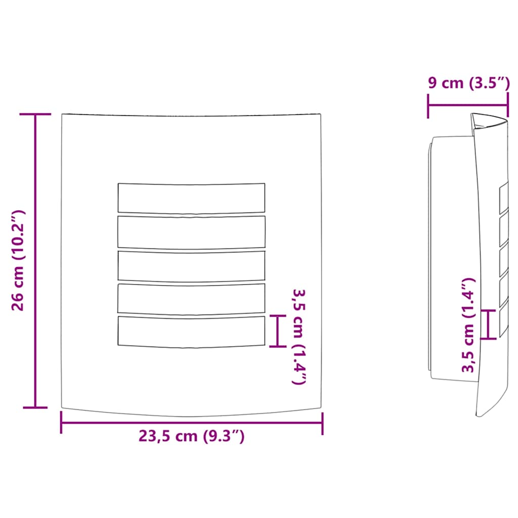 Utomhusvägglampa Svart 23.5 x 10.5 x 26 cm Rostfritt stål