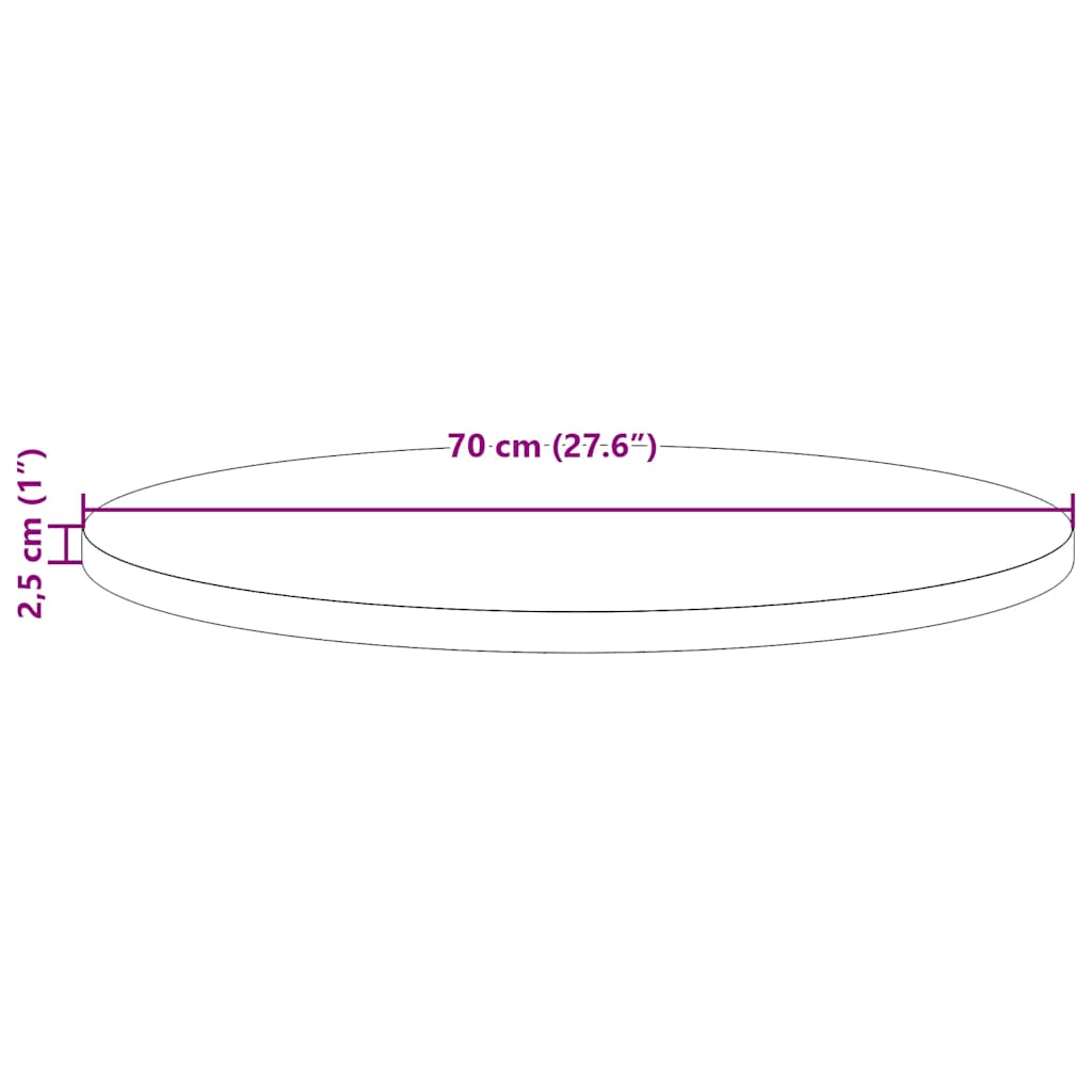Bordsskiva rund vaxad brun Ø70x2,5 cm massiv furu