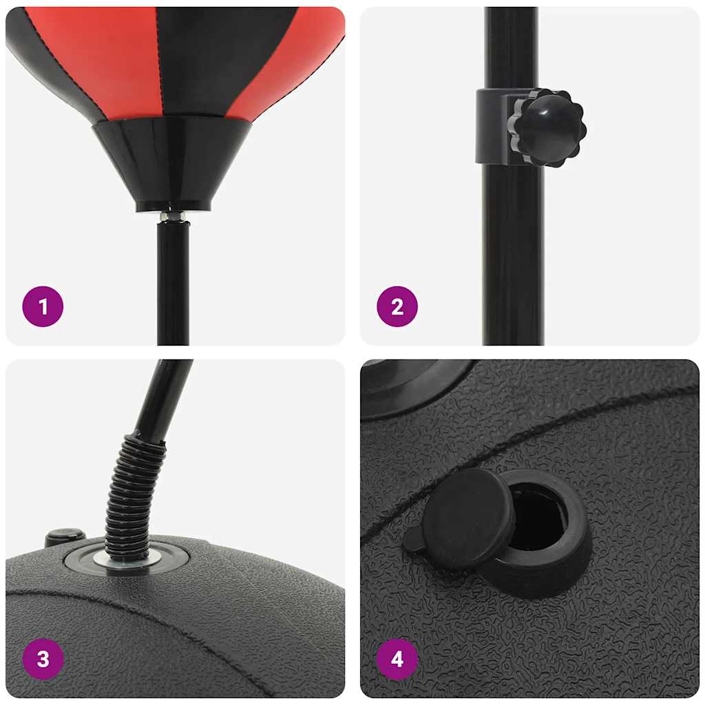 Set med stansboll med handskar och pump justerbar höjd 81-122cm