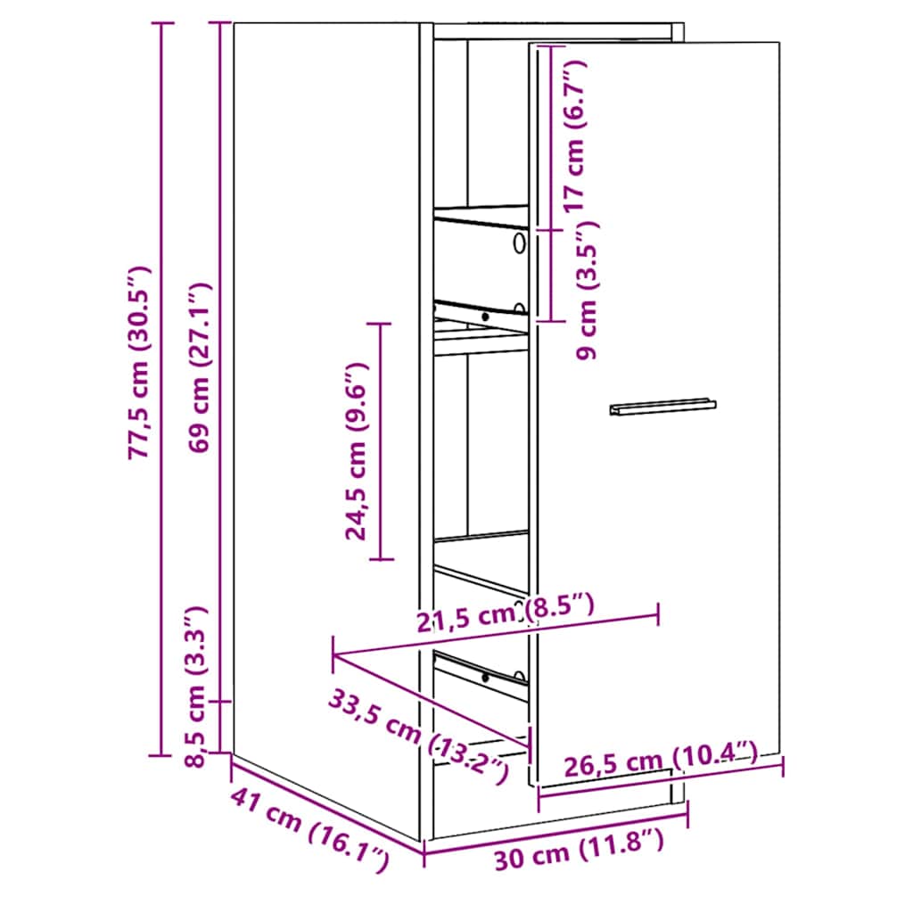 Apoteksskåp ek 30x41x77,5 cm konstruerat trä