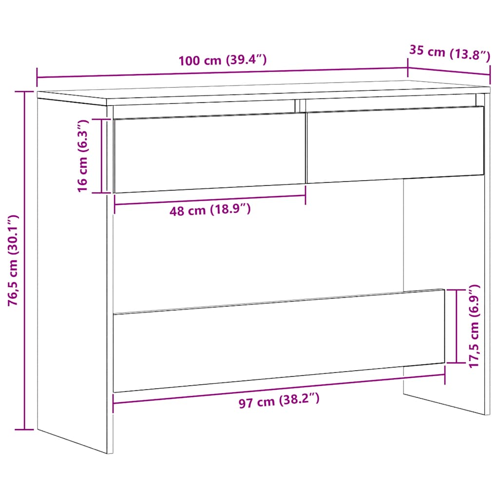 Avlastningsbord artisan ek 100x35x76,5 cm konstruerat trä