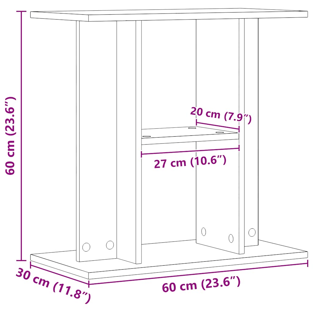 Akvariebänk artisan ek 60x30x60 cm konstruerat trä
