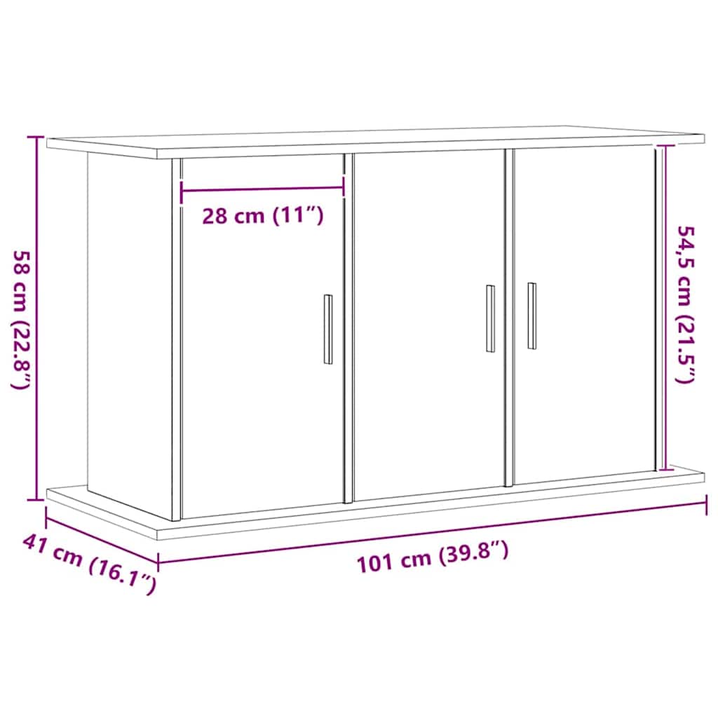 Akvariestativ hantverksmässig ek 101x41x58 cm konstruerat trä