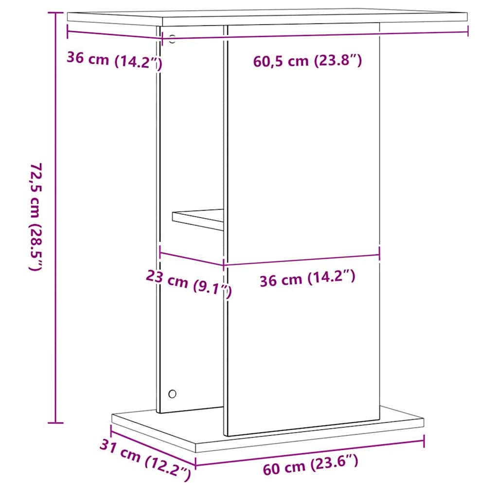 Akvariestativ hantverksmässig ek 36x60,5x72,5 cm konstruerat trä