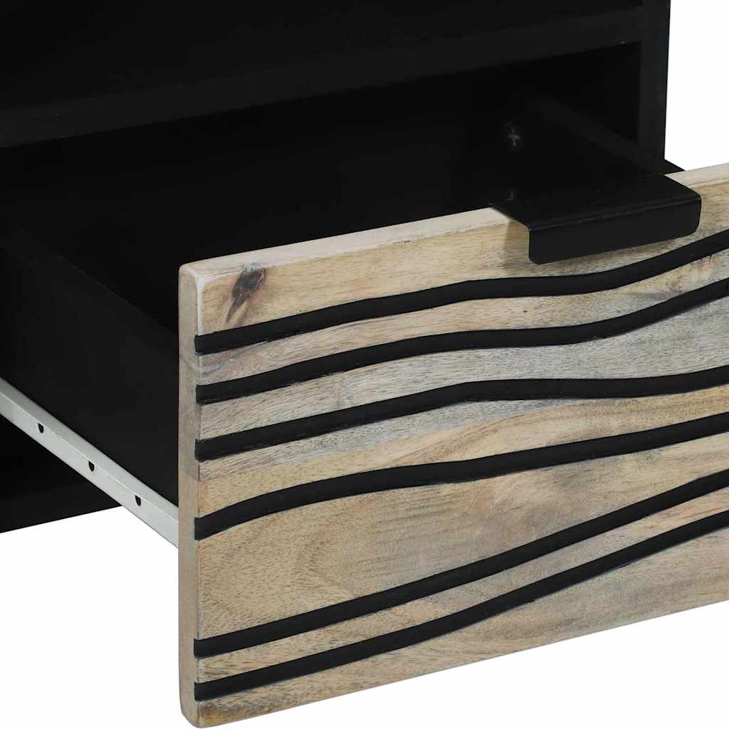 TV-skåp med låda Vit 70 x 33 x 46 cm massivt mangoträ