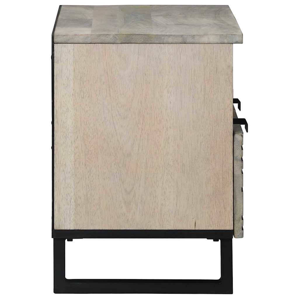 TV-skåp med låda Vit 70 x 33 x 46 cm massivt mangoträ