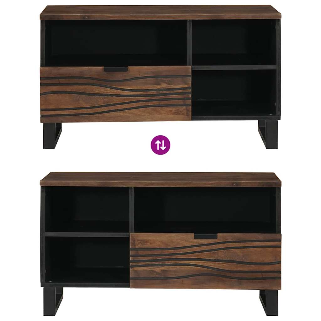 TV-skåp med låda Brun 80 x 33 x 46 cm massivt mangoträ
