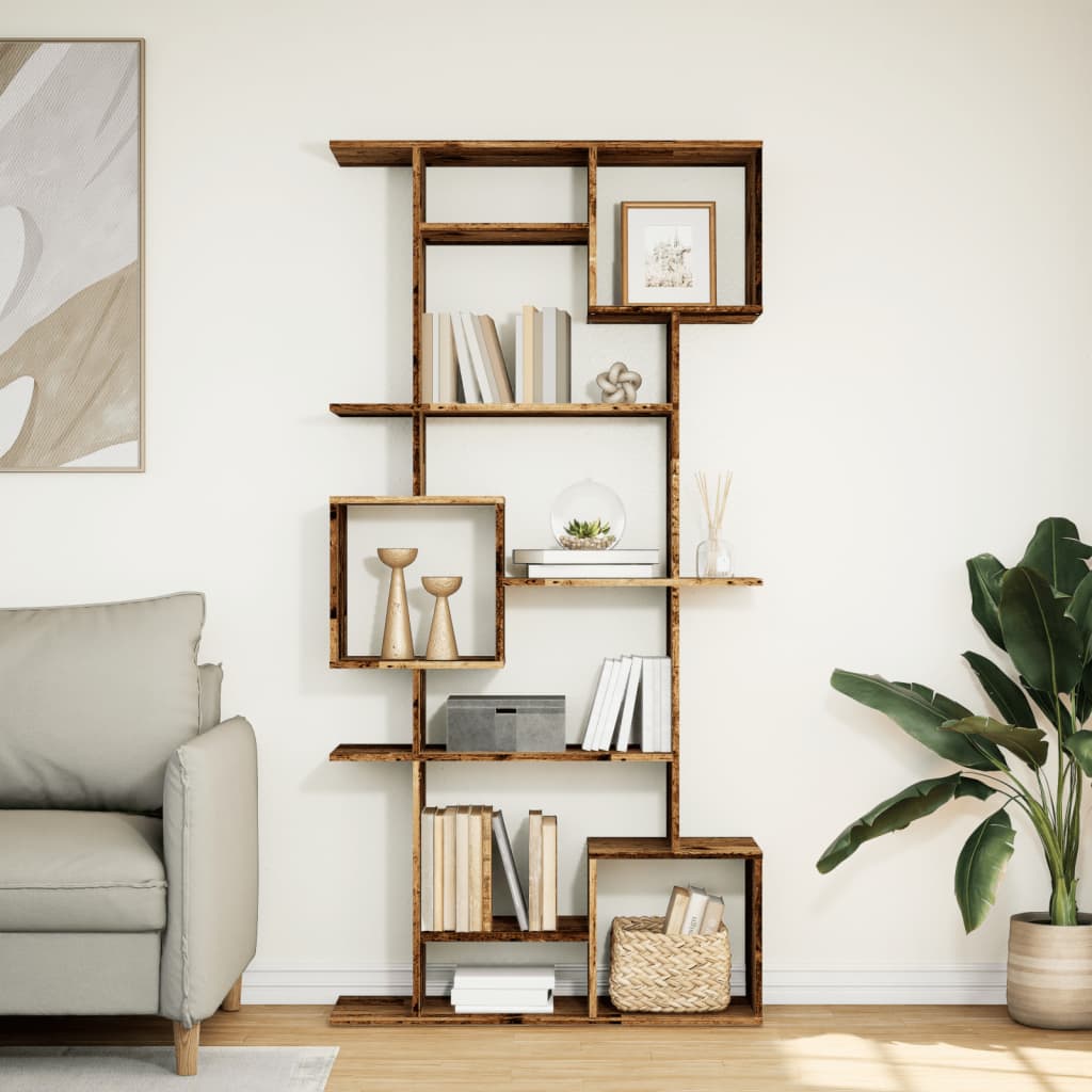 Bokhylla gammalt trä 92x29x188 cm konstruerat trä