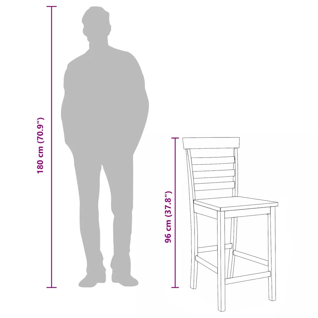 Barstolar 2 st, naturligt massivt trä, gummi