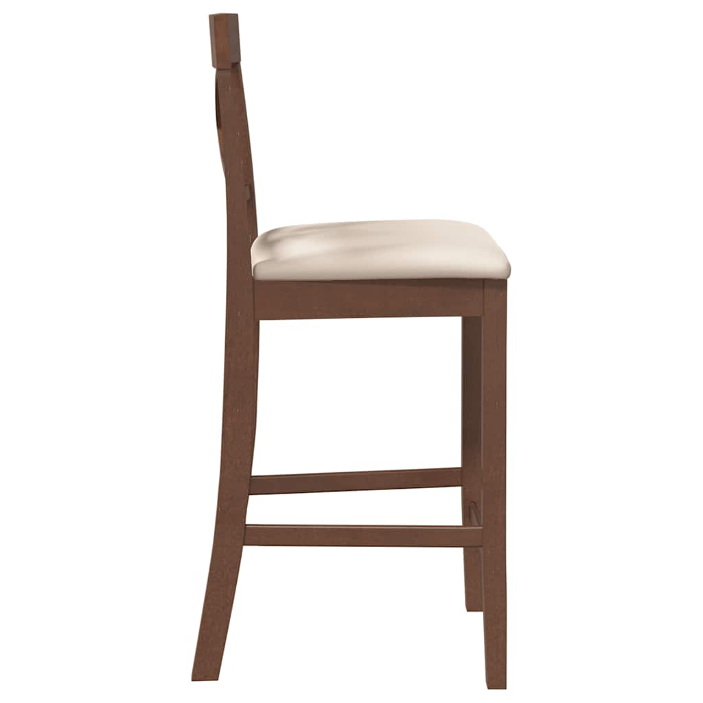 Barstolar med kuddar 2 st, brunt, massivt trä, gummi