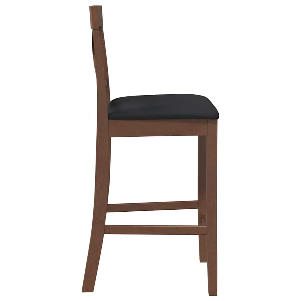 Barstolar med kuddar 2 st, brunt, massivt trä, gummi