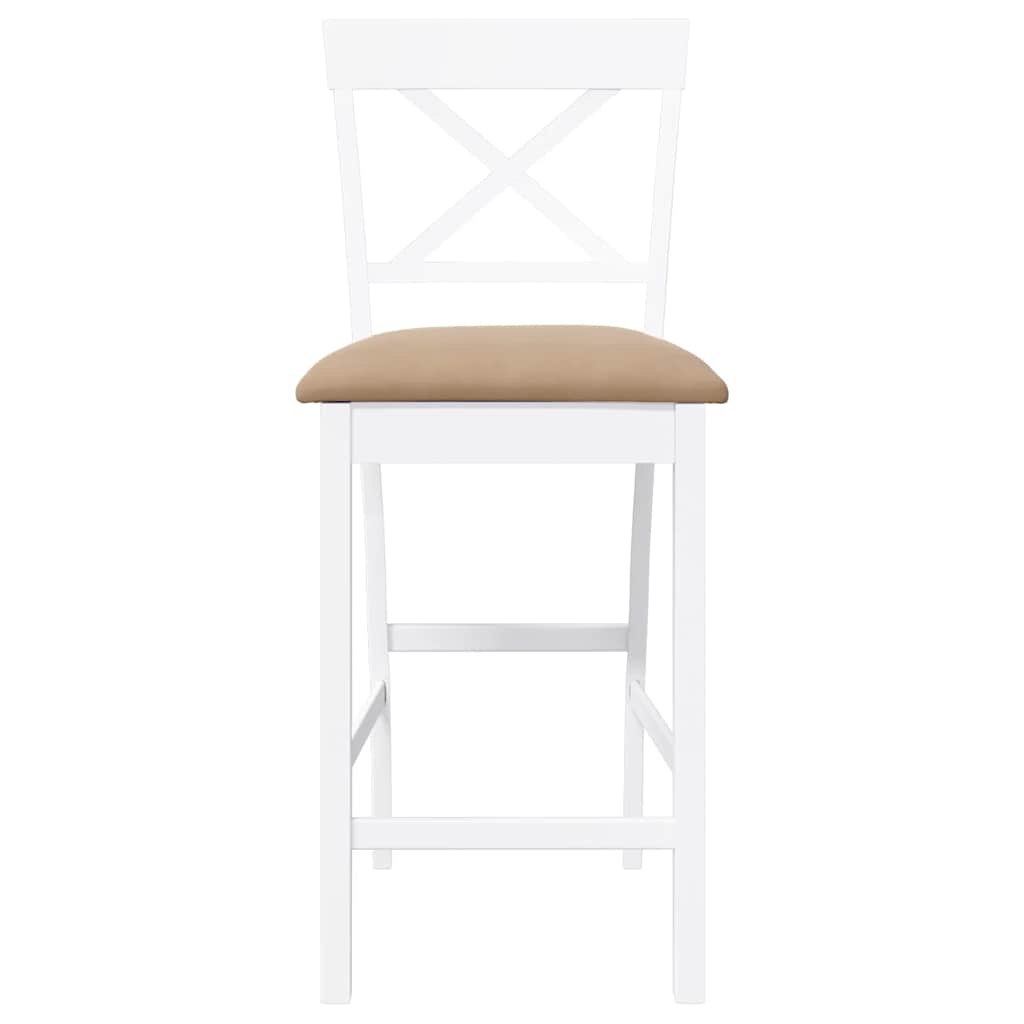 Barstolar med kuddar 2 st, vit, massivt trä, gummi