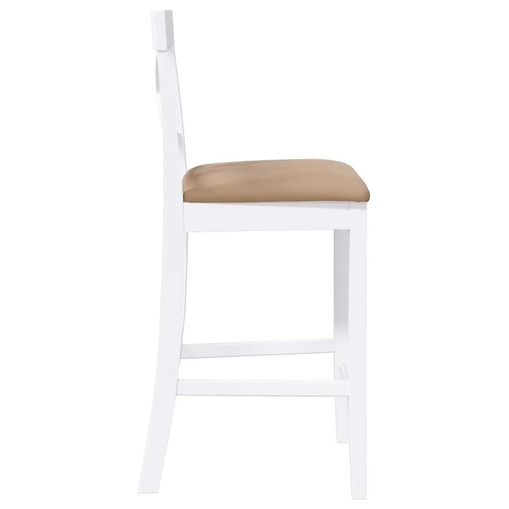 Barstolar med kuddar 2 st, vit, massivt trä, gummi