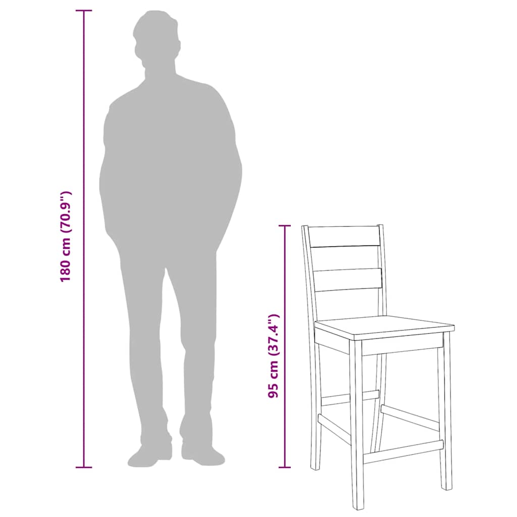 Barstolar 2 st, vit, massivt trä, gummi