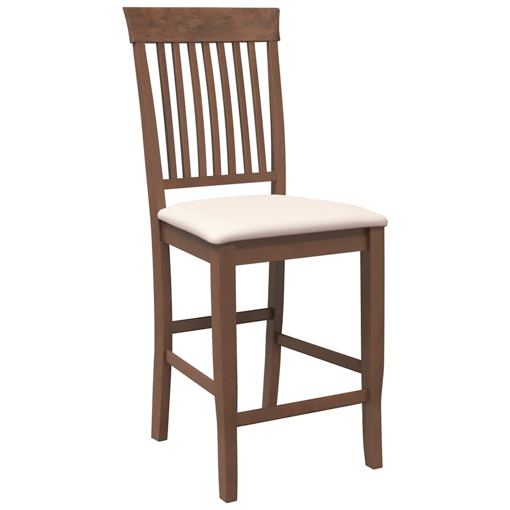 Barstolar med kuddar 2 st, brunt, massivt trä, gummi