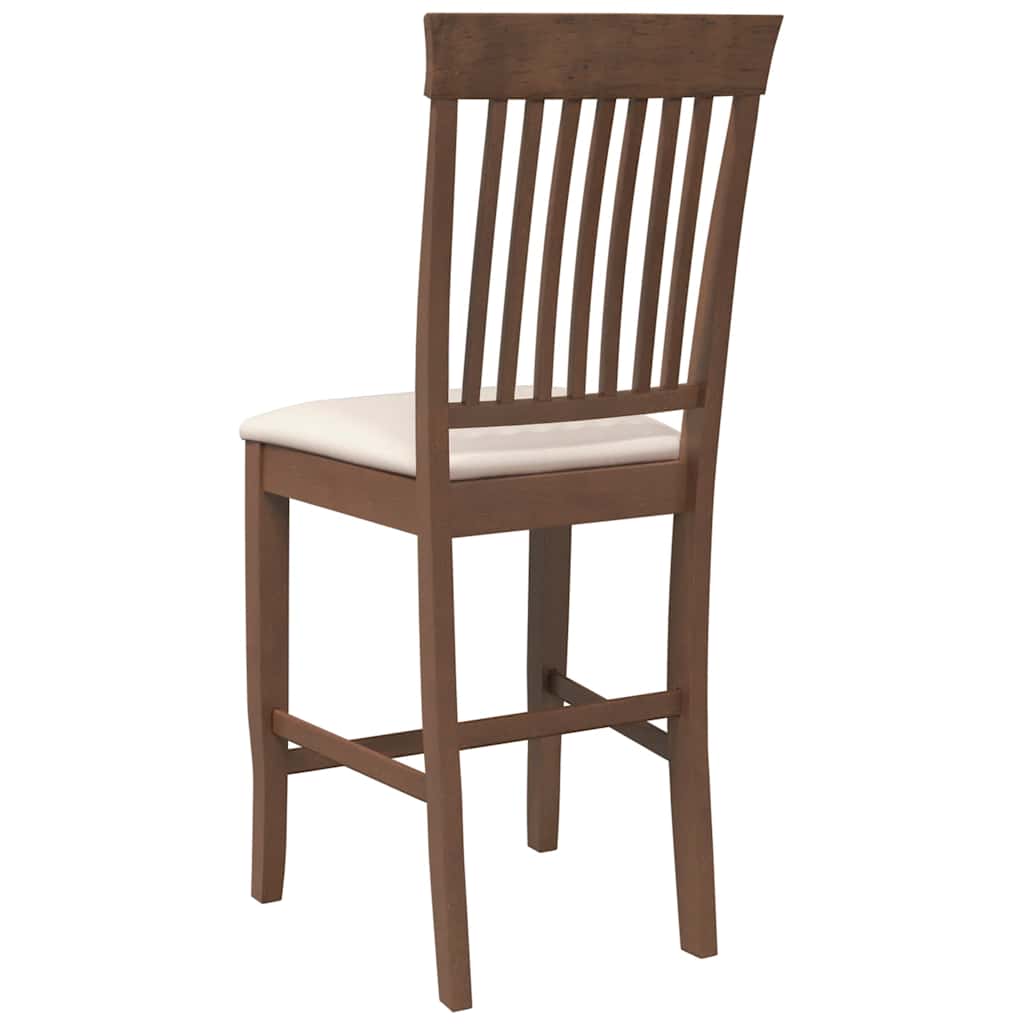 Barstolar med kuddar 2 st, brunt, massivt trä, gummi