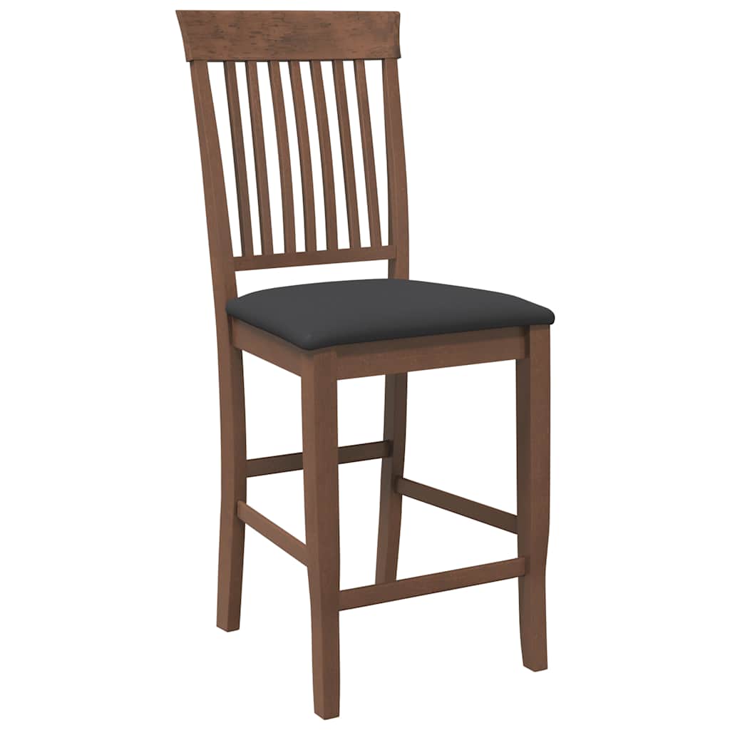 Barstolar med kuddar 2 st, brunt, massivt trä, gummi