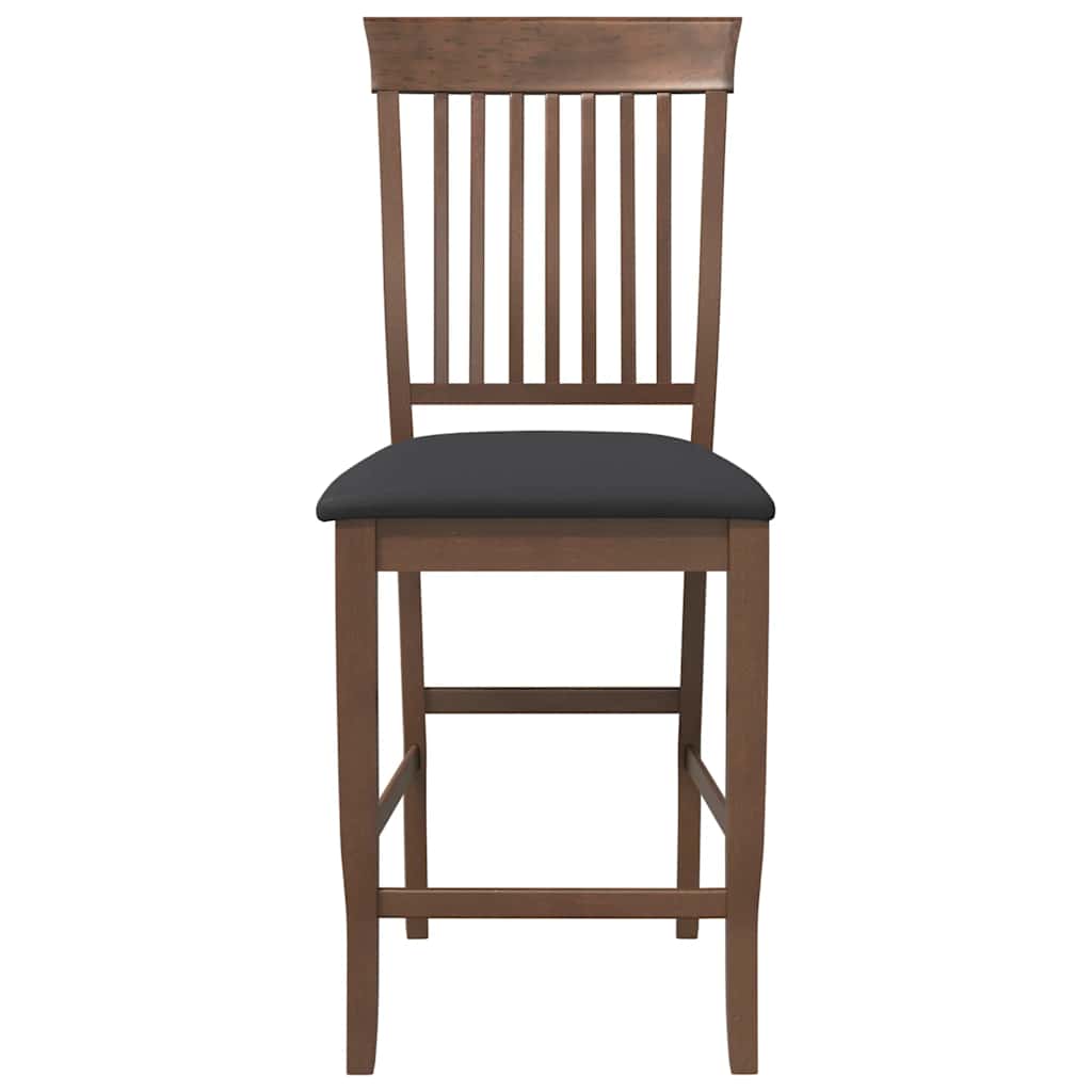 Barstolar med kuddar 2 st, brunt, massivt trä, gummi