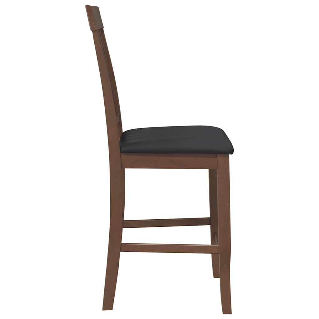 Barstolar med kuddar 2 st, brunt, massivt trä, gummi