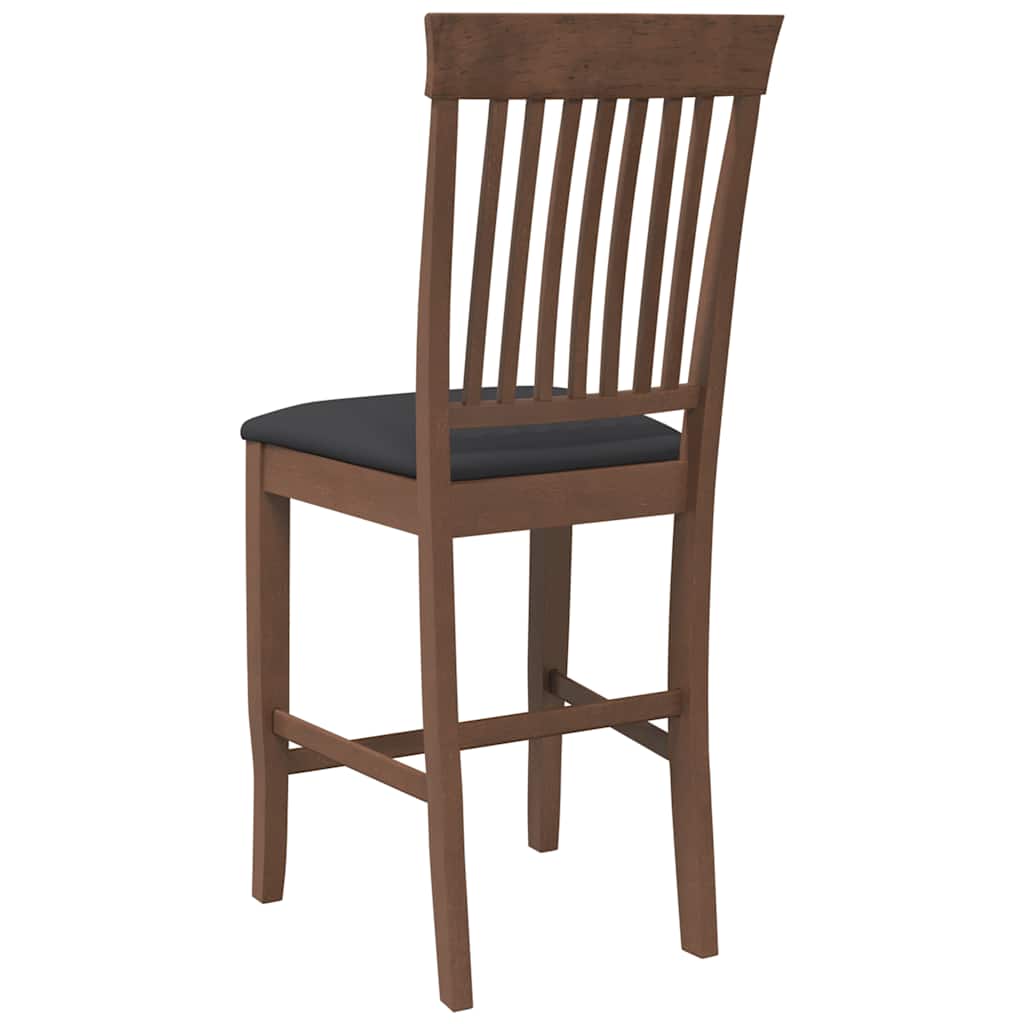 Barstolar med kuddar 2 st, brunt, massivt trä, gummi